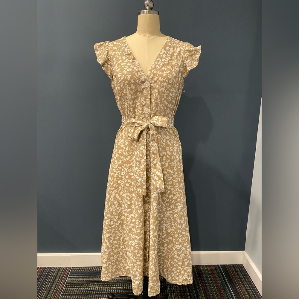 NWOT- Tan floral dress